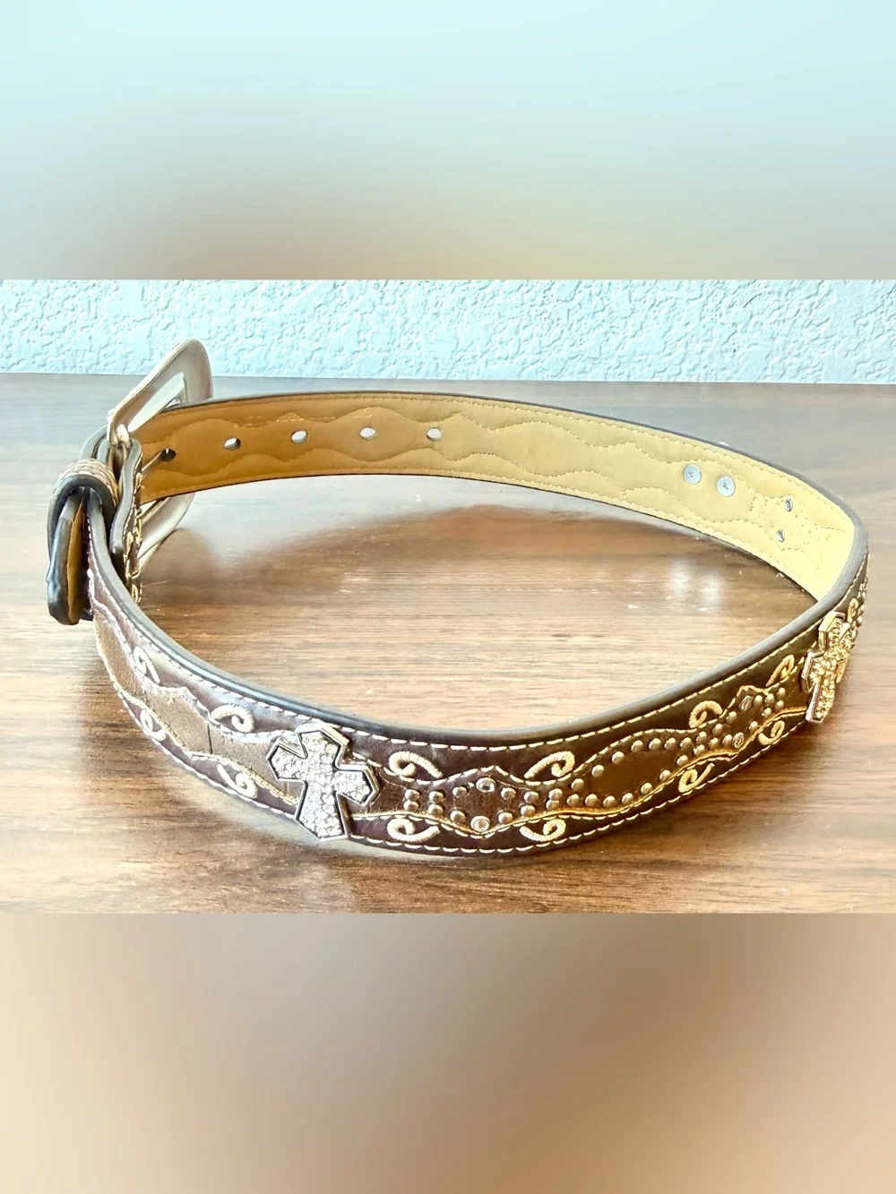 Ariat Brown Leather Kids Western Belt with Ornate Silver Buckle 22